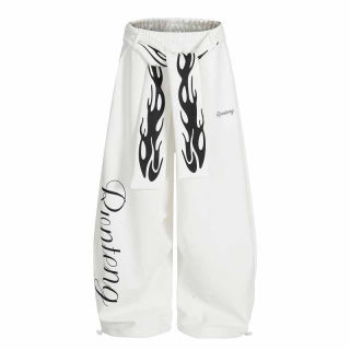 Retro Flame Print Wide Leg Sweatpants | Street Style 2