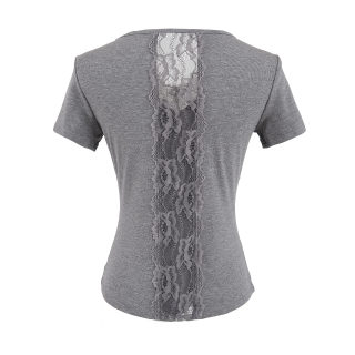 Lace Patchwork V-Neck Short Sleeve T-Shirt 3