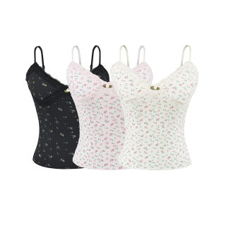 V-Neck Floral Lace Camisole | Summer Ruffled Bodycon Top
