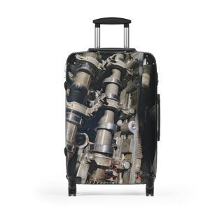 Car Camshaft Print Suitcase | Travel Luggage with Engine Part Motif 2