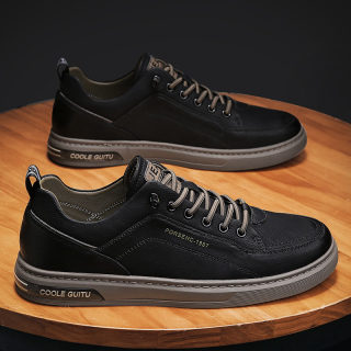 Men's Casual Leather Shoes | Thick-Sole White Sneakers 4