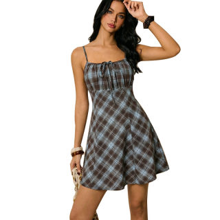 Slimming Plaid Dress | One-Shoulder Short 5
