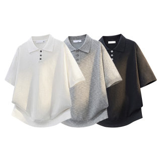 Clean Fit Turn-Down Collar Short Sleeve Knit Shirt | Japanese Fresh Solid Color 5