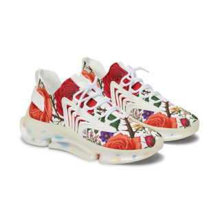 Vintage Rose Floral Mesh Sneakers | Floral Pattern Athletic Shoes 3