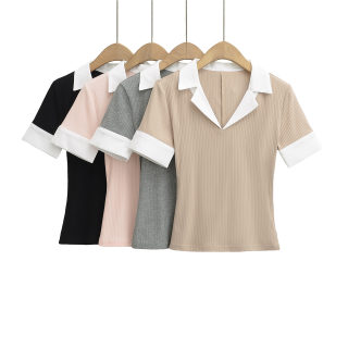 Slim Fit Short Sleeve T-Shirt | Color Block Crew Neck 5