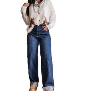 Women's High-Waist Slimming Cuffed Straight-Leg Jeans 5