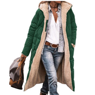 Casual Color-Block Hooded Cotton Coat, Reversible 5