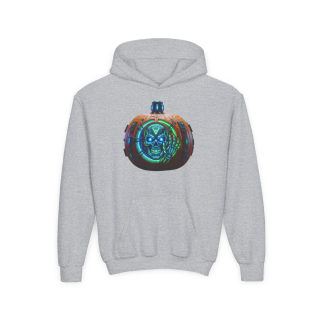Glowing Cyber Pumpkin Kids Hoodie 4