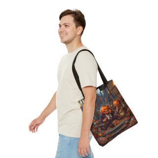 Jack-o'-Lantern Candy Haul Tote Bag | Halloween Pumpkin Scene 32