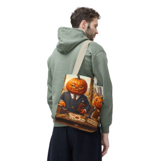 Pumpkin Head Businessmen Tote Bag | Halloween Pumpkin City Illustration 85