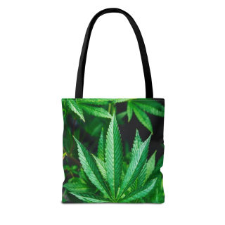 Green Cannabis Leaf Tote Bag | All-Over Print Hemp Plant Design 31