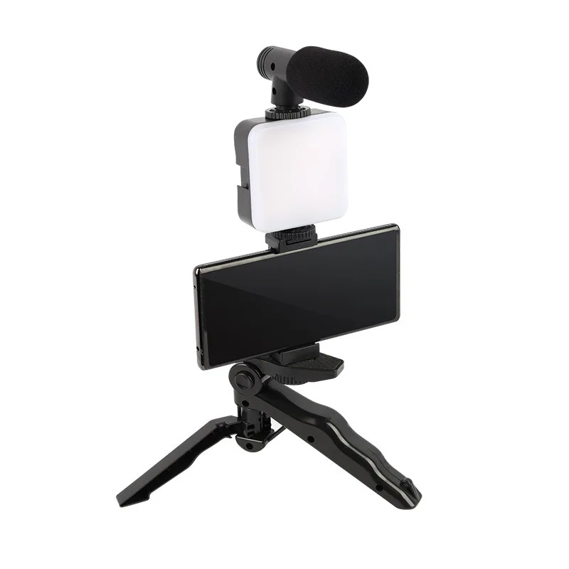 Vlogging Kit: Phone Tripod with LED Fill Light and Mini Microphone 3