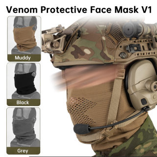 Tactical gear — airsoft steel mesh mask with neck gaiter, tactical half face mask
