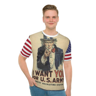Uncle Sam I Want You vintage poster T-shirt | American flag sleeve shirt 4