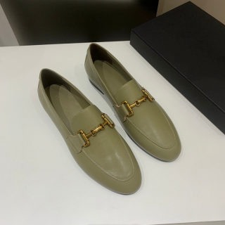 Women's Round-Toe Leather Loafers | Metal Buckle Flats 4