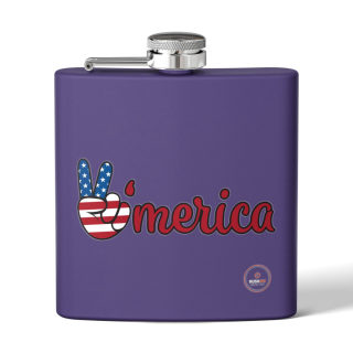 'Merica Peace Sign flag design flask, 6oz stainless steel 9