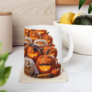 Jack-O'-Lantern Pattern Mug | Halloween Pumpkin Coffee Cup
