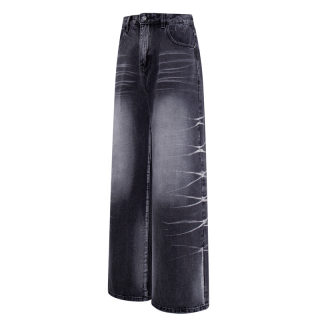 Washed Vintage Straight Leg Floor-Length Pants 2