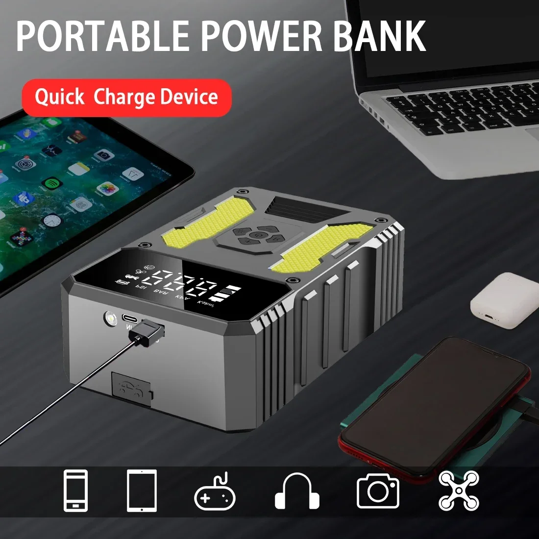 12V Car Jump Starter with Air Compressor, Portable Power Bank 4