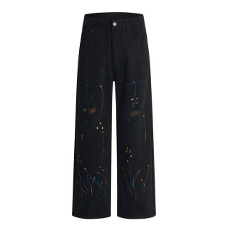 Spray Painted Splash Ink Jeans | Street Fashion Straight Fit