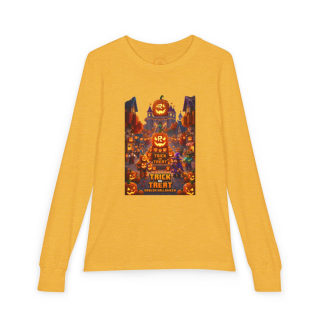 Jack-O'-Lantern Halloween Street Scene Long Sleeve Kids Tee 6