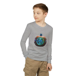 Skull Pumpkin 'No Tricks' Long Sleeve Kids Tee 29