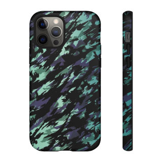 Teal Black Abstract Camo Phone Case 27