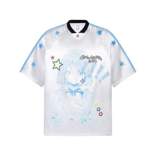 Character Print V-Neck Short Sleeve Shirt | American Retro Pullover 3