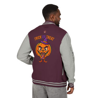 Trick or Treat Jack-o'-Lantern Letterman Jacket | Halloween Varsity Jacket 83