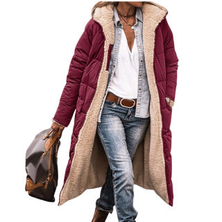 Casual Color-Block Hooded Cotton Coat, Reversible 2