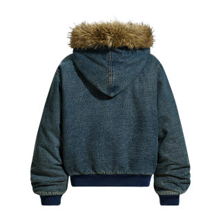 Short Hooded Padded Jacket with Fur Collar 2