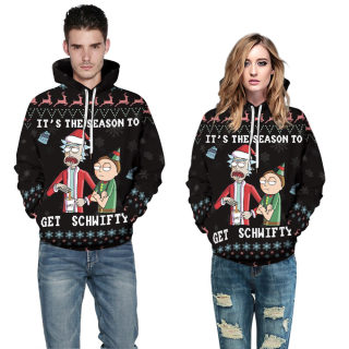 Christmas Digital Print Couple Hoodie | Loose Casual Autumn Winter 2