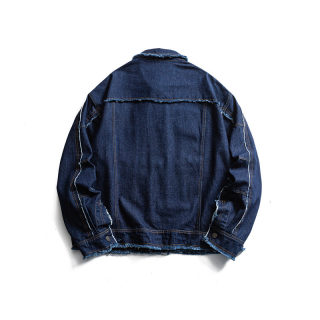 Washed Raw Edge Casual Denim Jacket | Men's & Couples 2