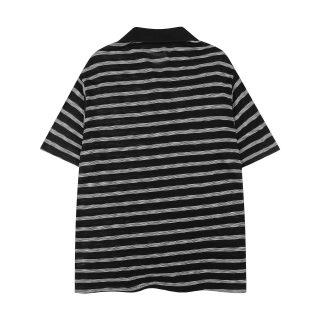 Men's Striped Turn-Down Collar T-Shirt | Loose Embroidered 2