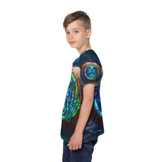 Neon Cyber Skull Pumpkin Kids Jersey 7