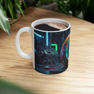 Neon Cyberpunk Pumpkin Skull Mug | Ceramic Coffee Cup 14
