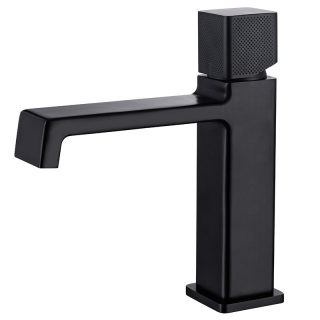 Black Square Countertop Basin with Chrome Faucet 6