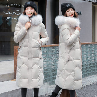 Fitted Russian-Style Mid-Length Cotton Coat for Women, Fur Collar