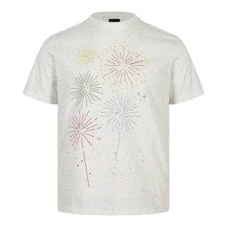 Batch Color Dot Firework Embroidery T-Shirt | Unisex Trendy Loose