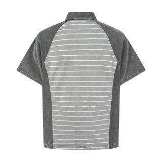Striped Patchwork Lapel Shirt | Men's 2