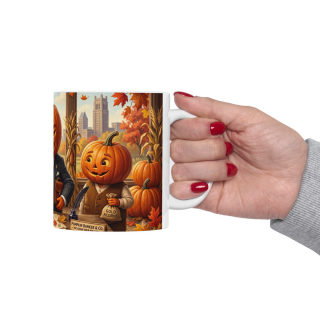 Pumpkin Head Banker Mug | Halloween Fall Autumn Ceramic Coffee Cup 18