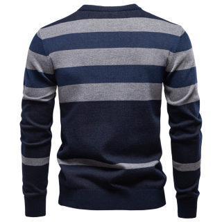 Men's Round Neck Color Block Sweater | Slim Fit Pullover 2