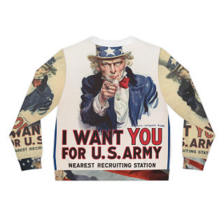I Want You for U.S. Army Poster Sweatshirt | Vintage Uncle Sam All-Over Print 3