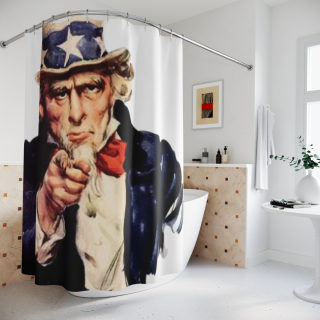 Uncle Sam pointing Shower Curtain | Patriotic Americana bathroom decor 4