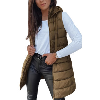Solid Color Hooded Sleeveless Vest Jacket | Women's Medium Long