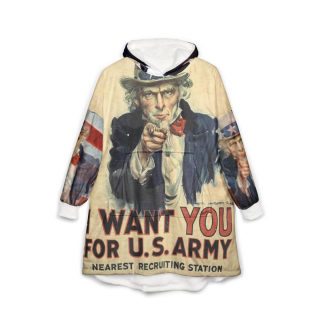 Uncle Sam Want You Hooded Blanket | Vintage Recruitment Poster Print