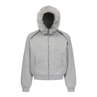 Urban Streetwear Patchwork Hooded Zip Jacket | Unisex Solid Color 3