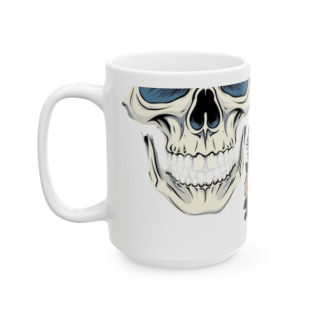 Skull and Roses Ceramic Mug | Floral Skull Coffee Mug 6