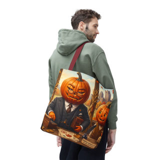 Pumpkin Head Businessmen Tote Bag | Halloween Pumpkin City Illustration 81