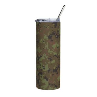 Green Digital Camo Stainless Steel Tumbler | 20oz Skinny Travel Cup 4